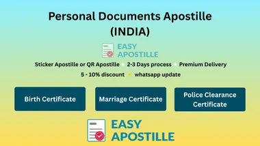 Personal document apostille in India (birth, marriage, PCC, affidavits)